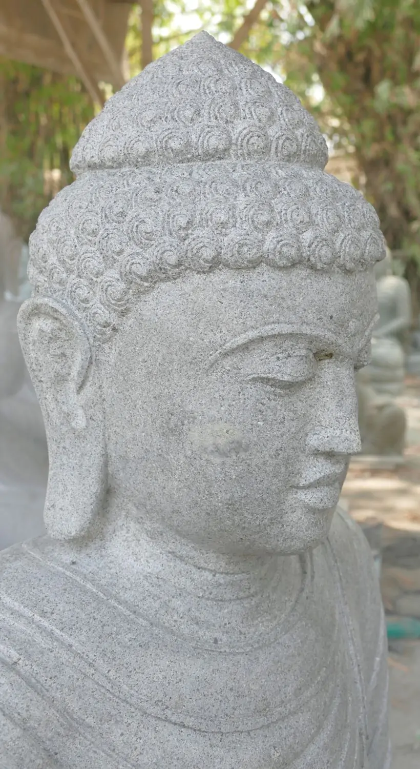  Product image 5 of the product “Seated Buddha made of Riverstone in Bhumisparsha - gesture of touching the earth. 117 cm height. ”